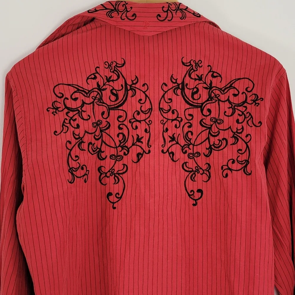 PatronCito Shirts Mens S Red  Pearl Snap Western Embroidered Charro Cowboy